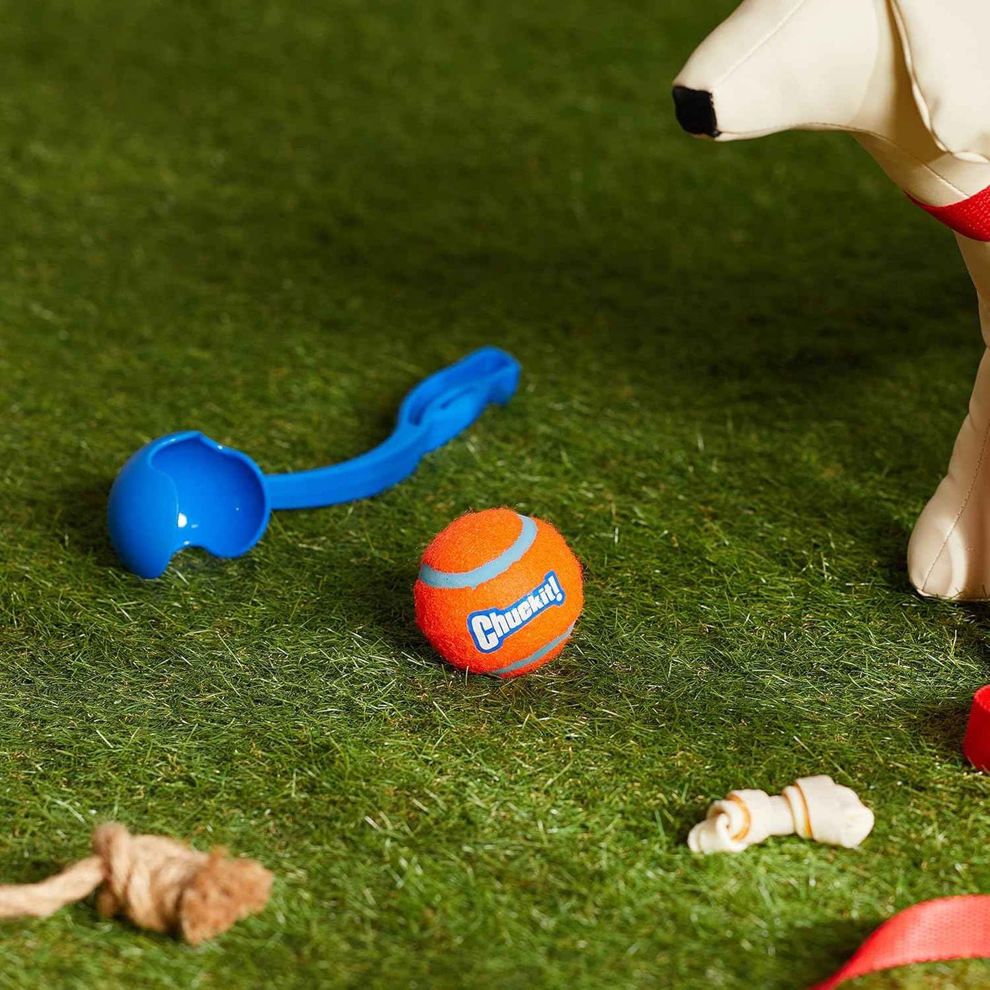 Chuckit! Dog Ball Launcher 12M Sport with 12" Handle Length for Medium (2.5" Dog Balls), Plastic Pet Fetch Ball Thrower, For Dogs 20-60 Pounds, Made in USA, Blue