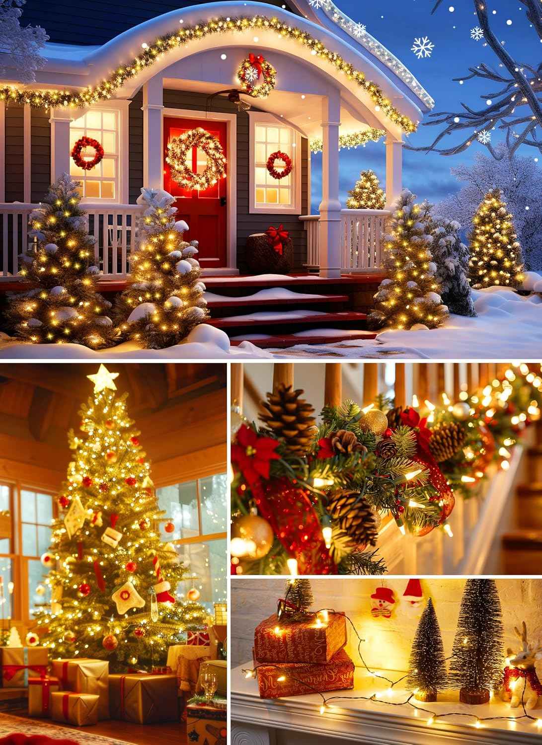 Clear Christmas String Lights 50 Count 12 Feet Incandescent Bulb Mini Lights for Indoor Outdoor Xmas Tree Garland Birthday Wedding Party Festival Decoration, Green Wire