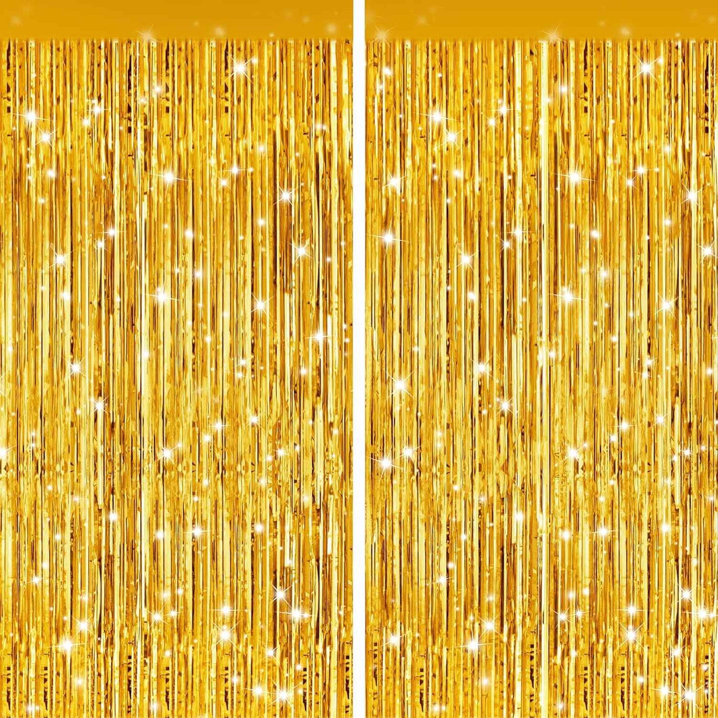 GCB 2Pack Black Metallic Tinsel Foil Fringe Curtains, Black Foil Curtain Backdrop, Photo Booth Props for Birthday Wedding Baby Shower Bachelorette Xmas Celebration Party Decorations Door Streamers