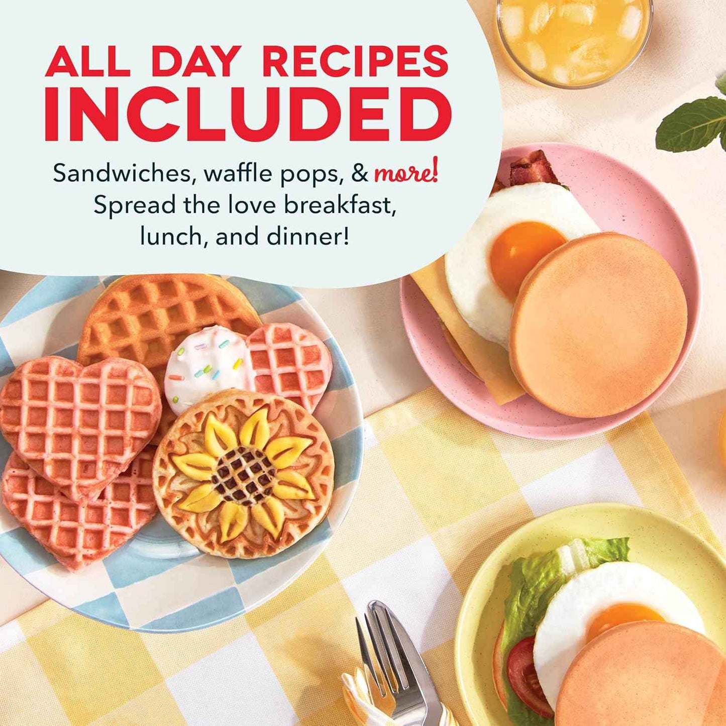 DASH Multimaker Mini System - Waffle Maker with Six 4” Removable Plates & Storage Case: Waffle Iron & Griddle, 4-in-1 Mini Waffle Maker for Kids and Families – Nonstick Surface, Just Add Batter (Aqua)