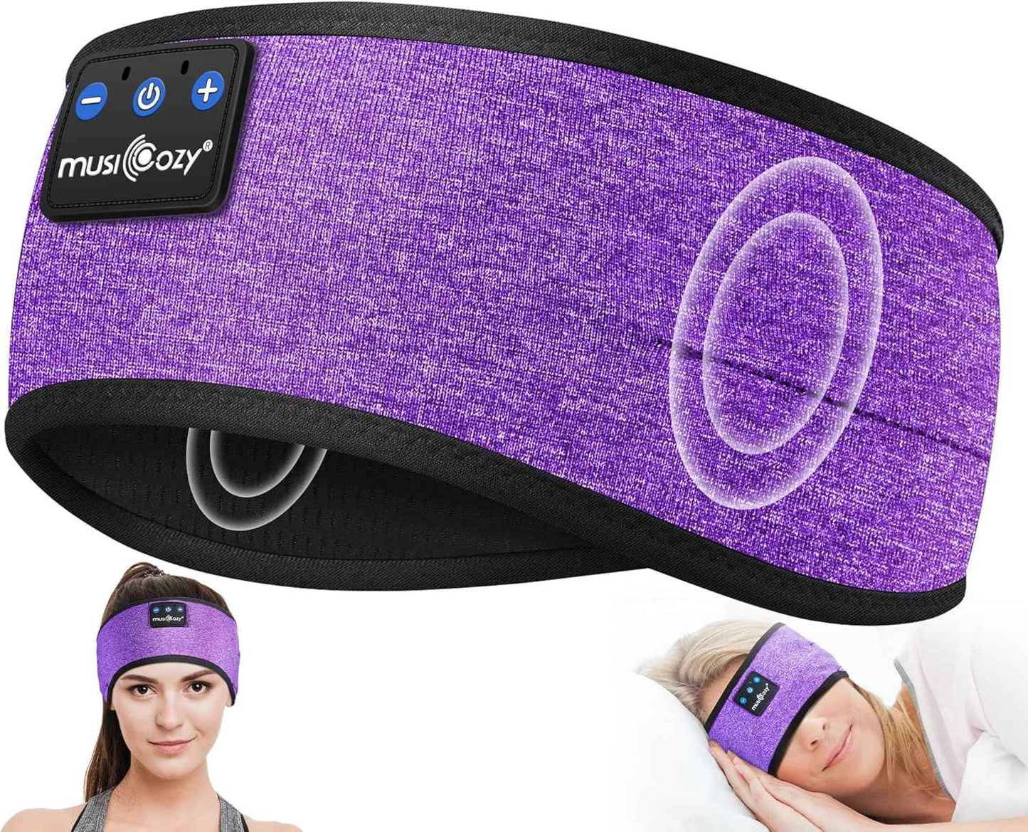 MUSICOZY Sleep Headphones Bluetooth 5.4 Headband, Sports Wireless Earphones Sweat Resistant Earbuds Sleeping Headphone with Ultra-Thin HD Stereo Speaker for Workout Running Cool Gadgets Unique Gifts