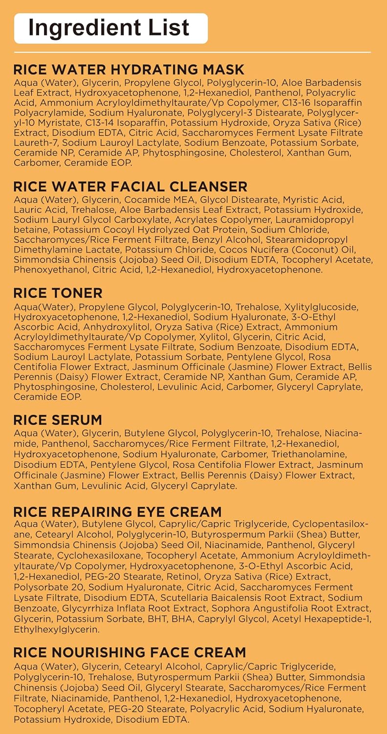 Skin Care Set,6Pcs Women Teen Glass Skincare w/Korean Rice Extract,Hydrate Glow Repair Anti-Aging Facial Routine Kit Self Care Gifts for Women Mom Wife Teenage Girl Her Valentines Day Christmas Gifts