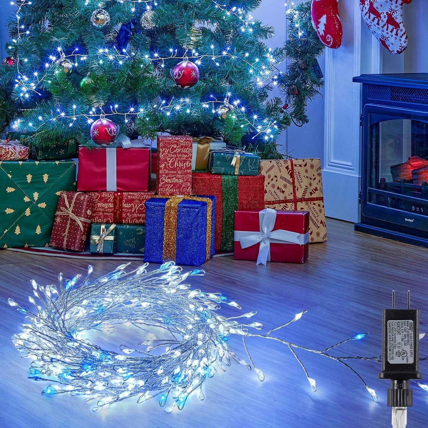 Fairy Lights Plug-In String Lights, 200 LED Twinkle Firecracker Lights, Waterproof Christmas Tree Lights for Indoor/Outdoor Bedroom, Patio, Garden Décor