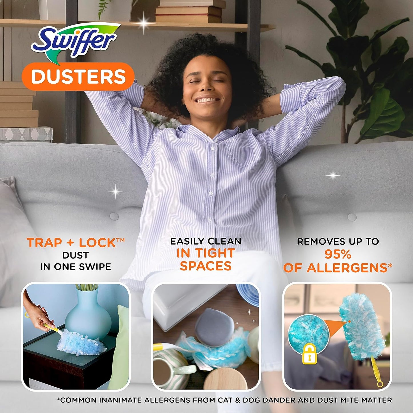 Swiffer Dusters Refill for Cleaning, Made by SWIFFER, Feather & Microfiber Duster Disposable Alternative, for Dusting Furniture, Blinds, Ceiling Fans, Walls, Helps Remove Allergens, Unscented, 18ct - Rayz Mart