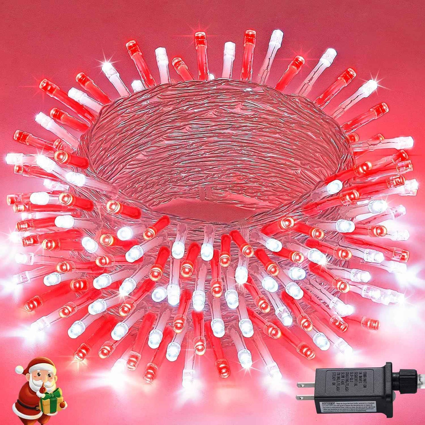 JMEXSUSS 100 LED Warm White Christmas Lights, Indoor String Light Bedroom 8 Modes Christmas Tree Lights Plug in, 33ft Connectable Fairy Twinkle Light Outdoor for Home Garden Xmas Tree Decor