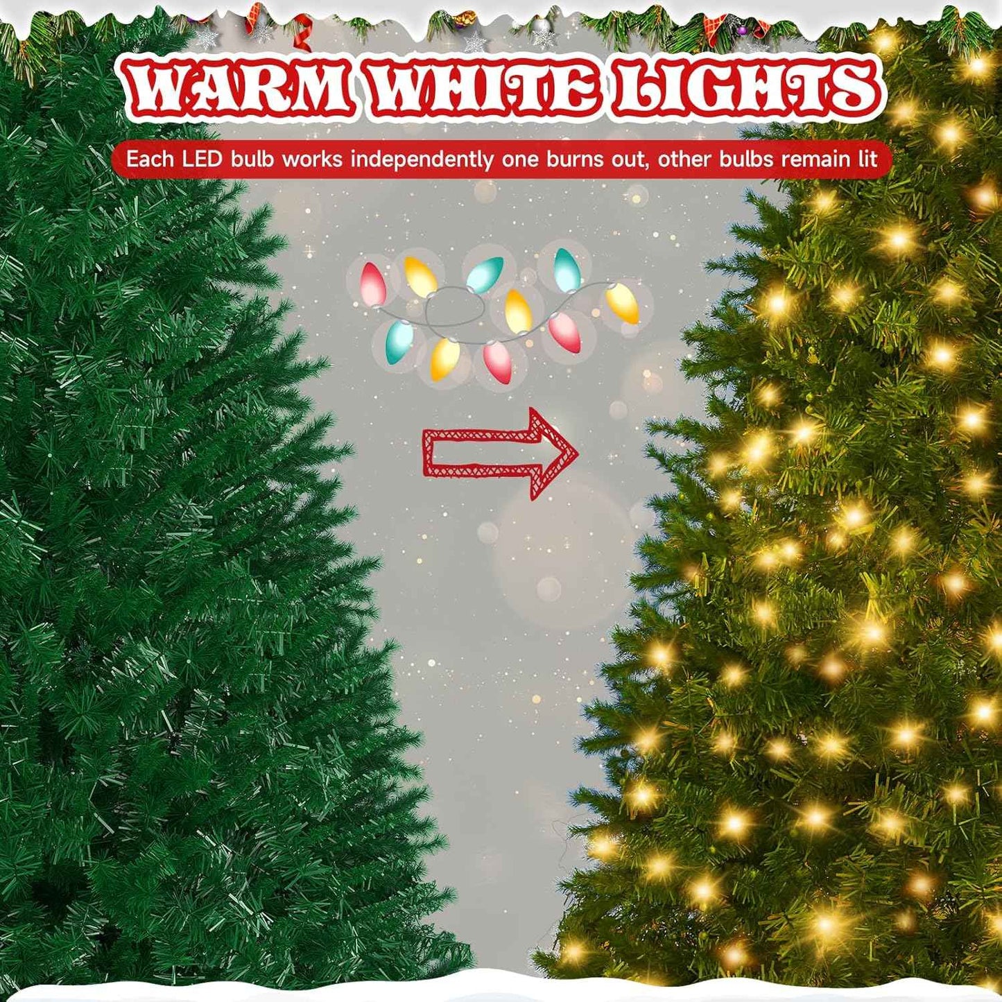 LEVELEVE Premium Pre-Lit 6FT Classic Artificial Holiday Christmas Tree w/1,000 Branch Tips,250 LED Lights for Home,Office,Party Decoration