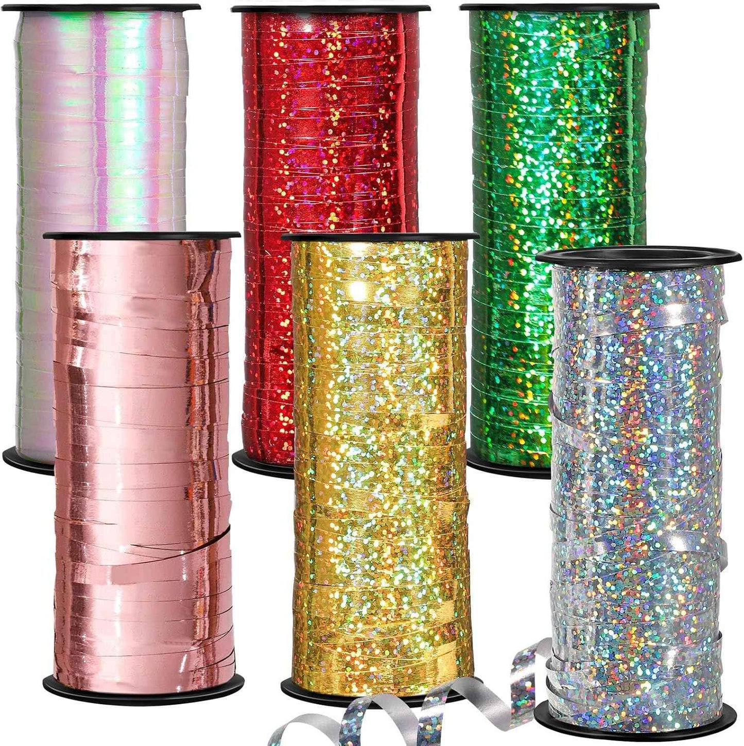 600 Yards Valentine Ribbon 1/5 Inch Heart Curling Ribbon 2 Rolls 300 Yard Per Roll White Red Balloon String Ribbons for Gift Wrapping Birthday Party Valentine's Day Decorations