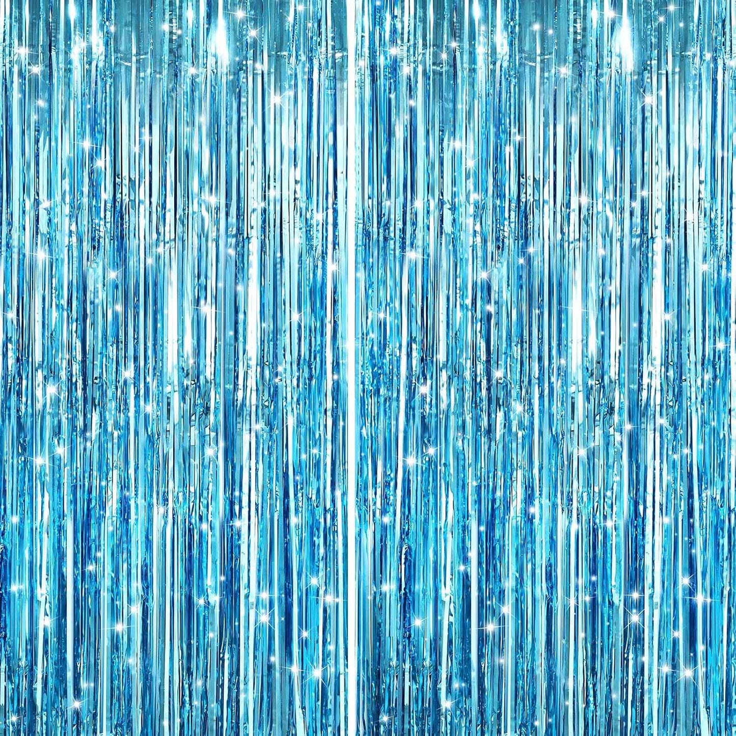 GCB 2Pack Black Metallic Tinsel Foil Fringe Curtains, Black Foil Curtain Backdrop, Photo Booth Props for Birthday Wedding Baby Shower Bachelorette Xmas Celebration Party Decorations Door Streamers