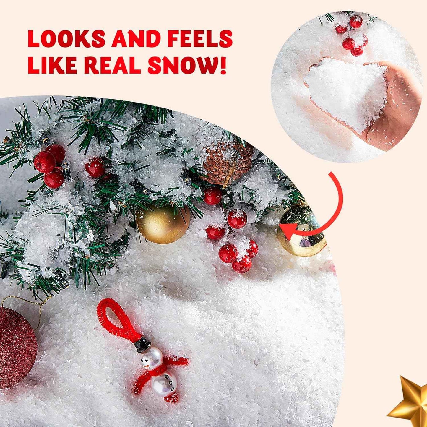 JOYIN 12oz Fake Snow Decoration Xmas Artificial Snow, 320g Plastic Fake Snowflakes for Christmas Tree Decoration Holiday Decor and Winter Displays