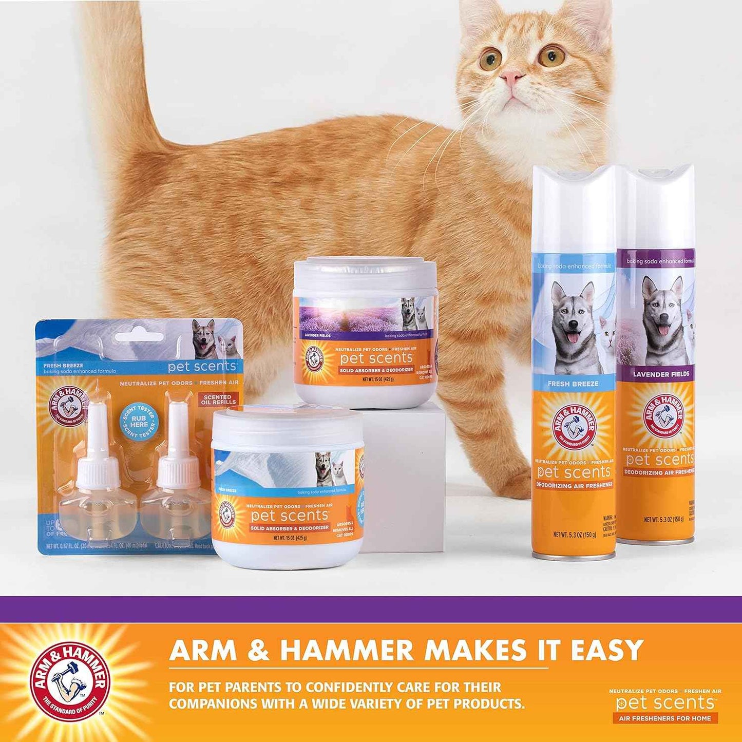 Arm & Hammer Air Freshener Gel - Pet Odor Eliminator with Baking Soda - Odor Absorbing Gel Beads for Cats & Dogs - Pet Deodorizer and Air Neutralizer for Home - Natural Freshness Lavender Fields 12 oz