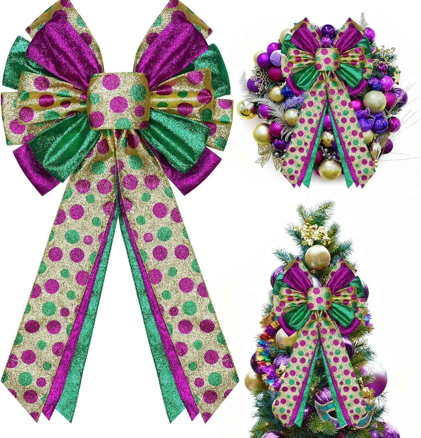 Valentine Tree Topper Bow with Heart Decorations, 11.4”x19.6” Large Red Pink Valentines Wreath Bow Decor for Valentine's Day Wedding Holiday Party Wall Home Front Door Decorative