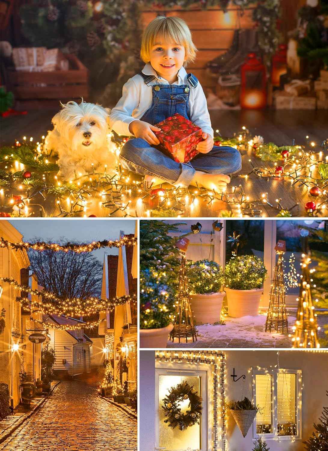 66FT 200 LED Christmas Tree Lights, Twinkle Fairy Lights String with 8 Flashing Modes String Lights for Indoor Bedroom Outdoor Christmas Trees Garland Wreath Holiday Decorations, Warm White