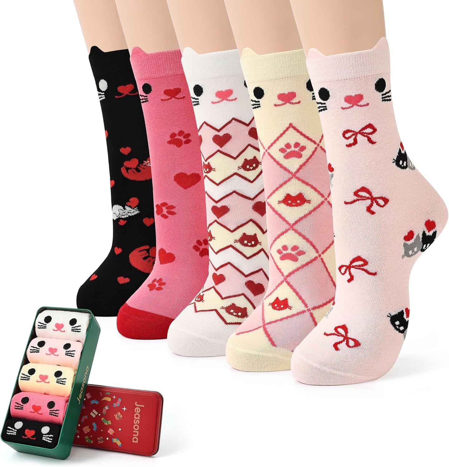 Jeasona Women's Cat Socks Cat Gifts Cute Animal Socks Dog Owl Gifts for Women