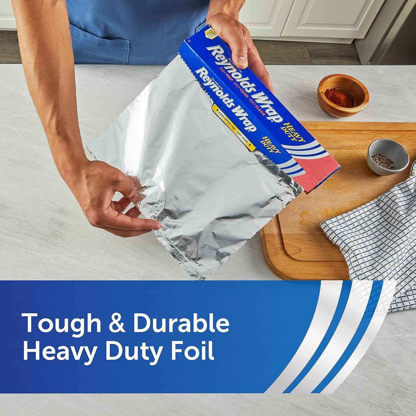 Reynolds Wrap Heavy Duty Aluminum Foil Roll, Thick Heavy Duty Foil for Added Strength and Durability, Secure Easy Open and Close Tab, 12 Inches Wide, 50 Sq. Ft.