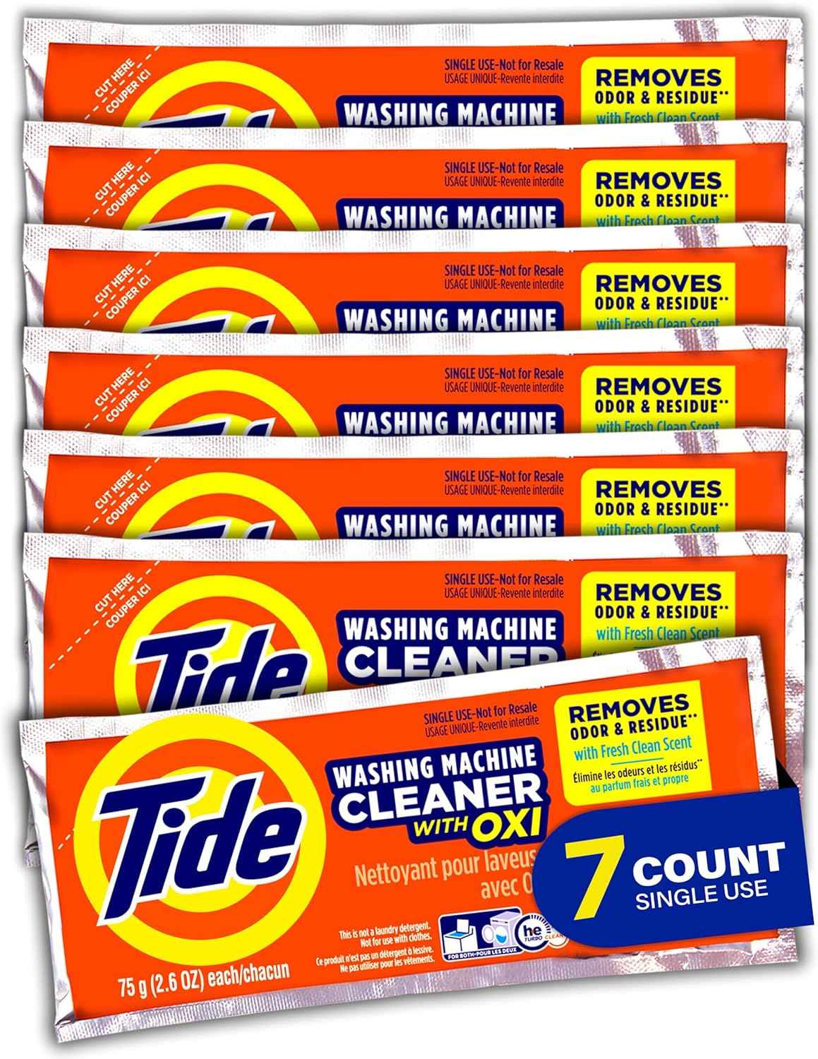 Washing Machine Cleaner by Tide, Washer Machine Cleaner with Oxi for Front and Top Loader Washer Machines, Deep Cleaning Residue & Odor Eliminator, 7 Month Supply