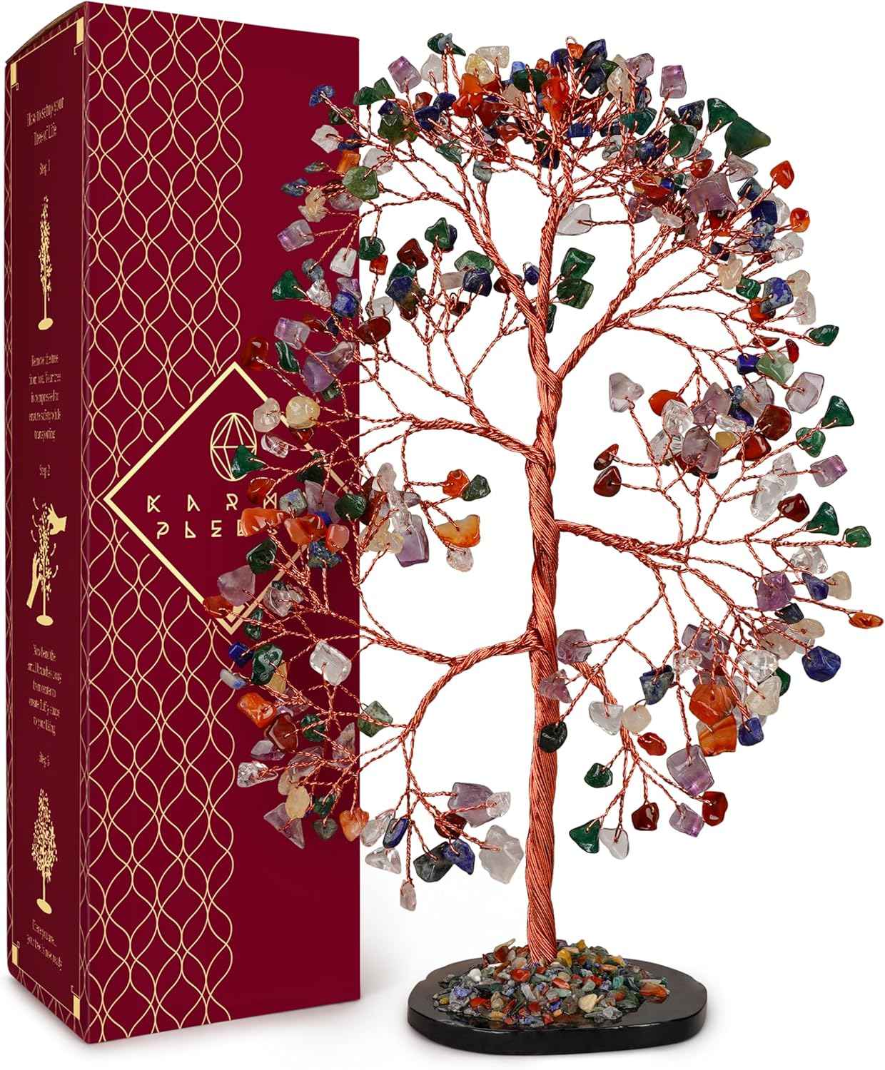 Crystal Tree of Life 7 Chakra Healing Crystals Trees for Home Decor, Office Desk Decor, Boho Decor, Handmade Bonsai Trees for Positive Energy, Money, Good Luck Birthday Gifts for Women, Mom