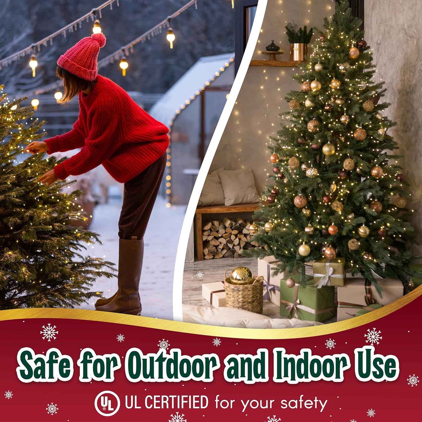 Clear Warm White Christmas Tree Lights, 6.3FT String with 35 Mini Incandescent Bulbs, Green Wire, Twinkle Lighting Modes