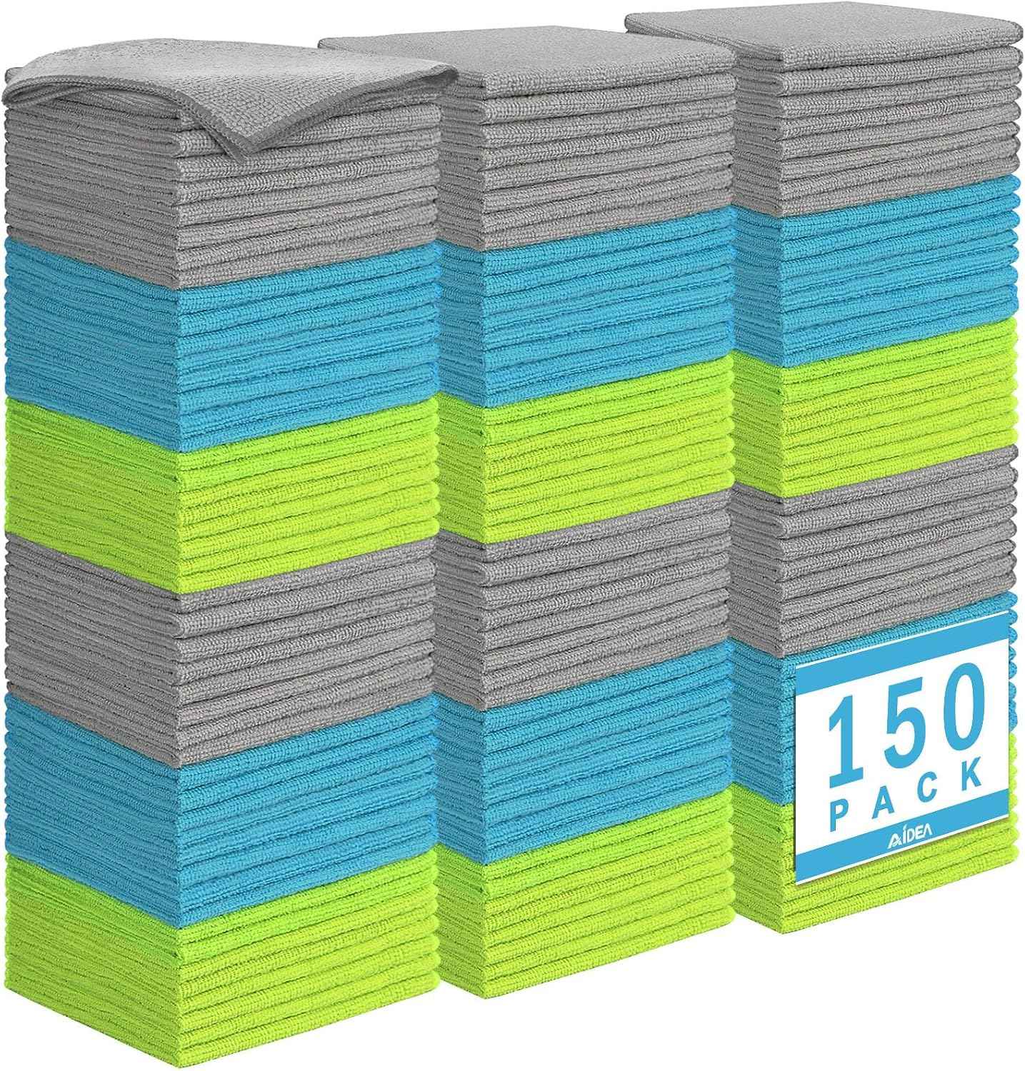 AIDEA Microfiber Cleaning Cloth-50PK, Soft Microfiber Towels for Cars, Absorbent Cleaning Rags, Lint-Free Streak-Free Wash Cloths for House, Kitchen, Window(12in.x12in)