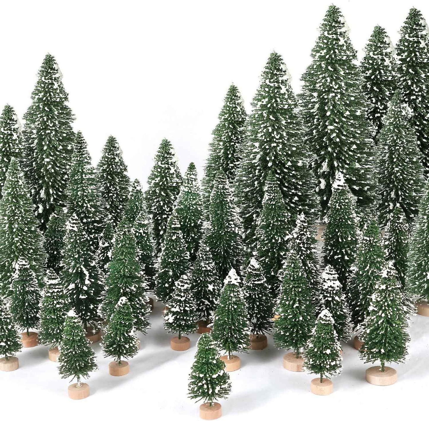 30Pcs Christmas Decorations Mini Christmas Trees, Artificial Christmas Tree Bottle Brush Trees with Wooden Base for Christmas Decor Christmas Party Home Table Craft