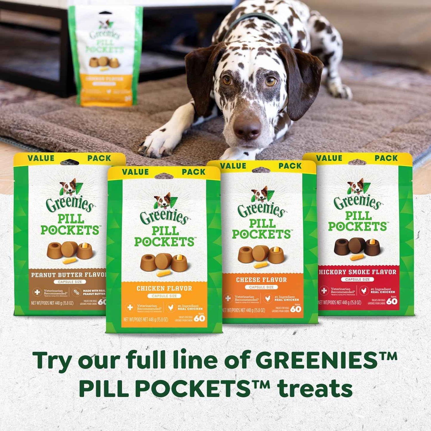 Greenies Pill Pockets for Dogs Large Size, Soft Dog Treats, Chicken Flavor, 15.8 oz. Pouch (60 Treats)