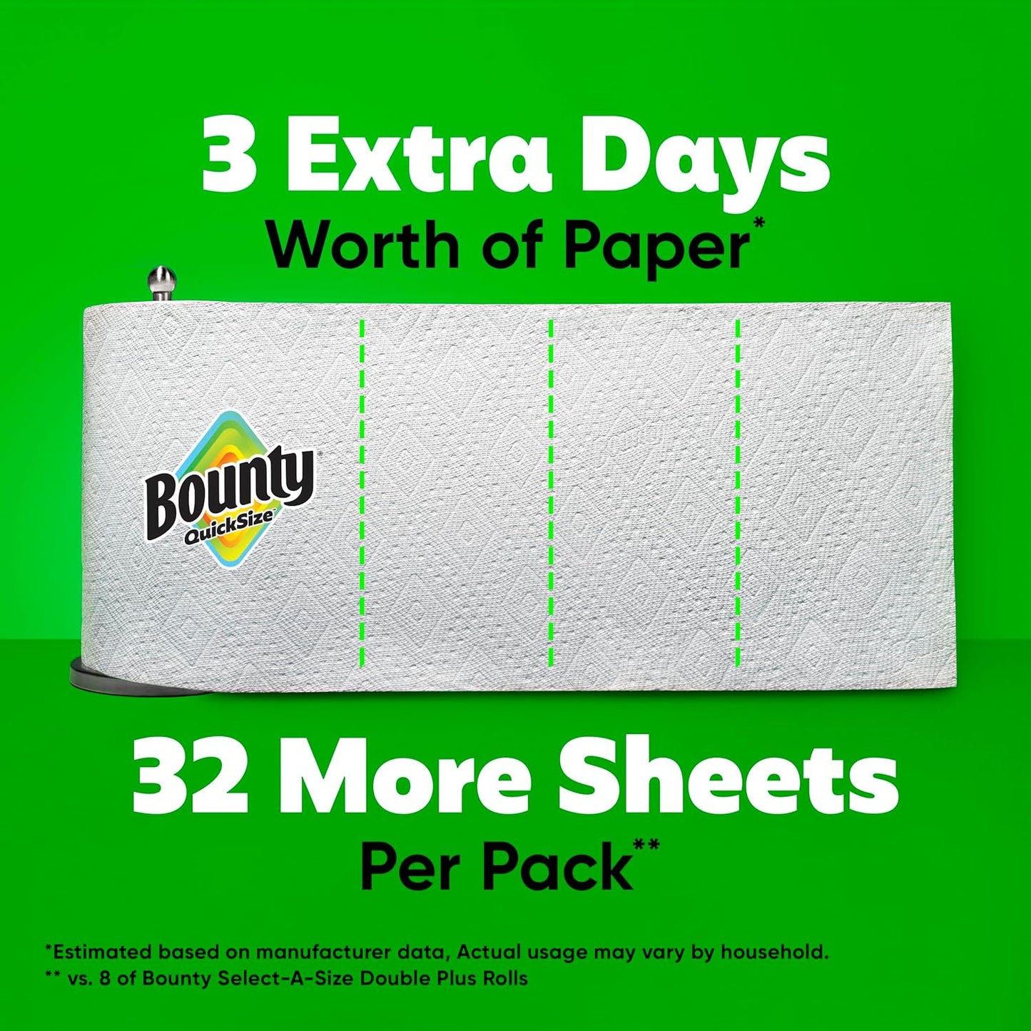 Bounty Quick Size Paper Towels, White, 8 Family Rolls = 20 Regular Rolls - Rayz Mart