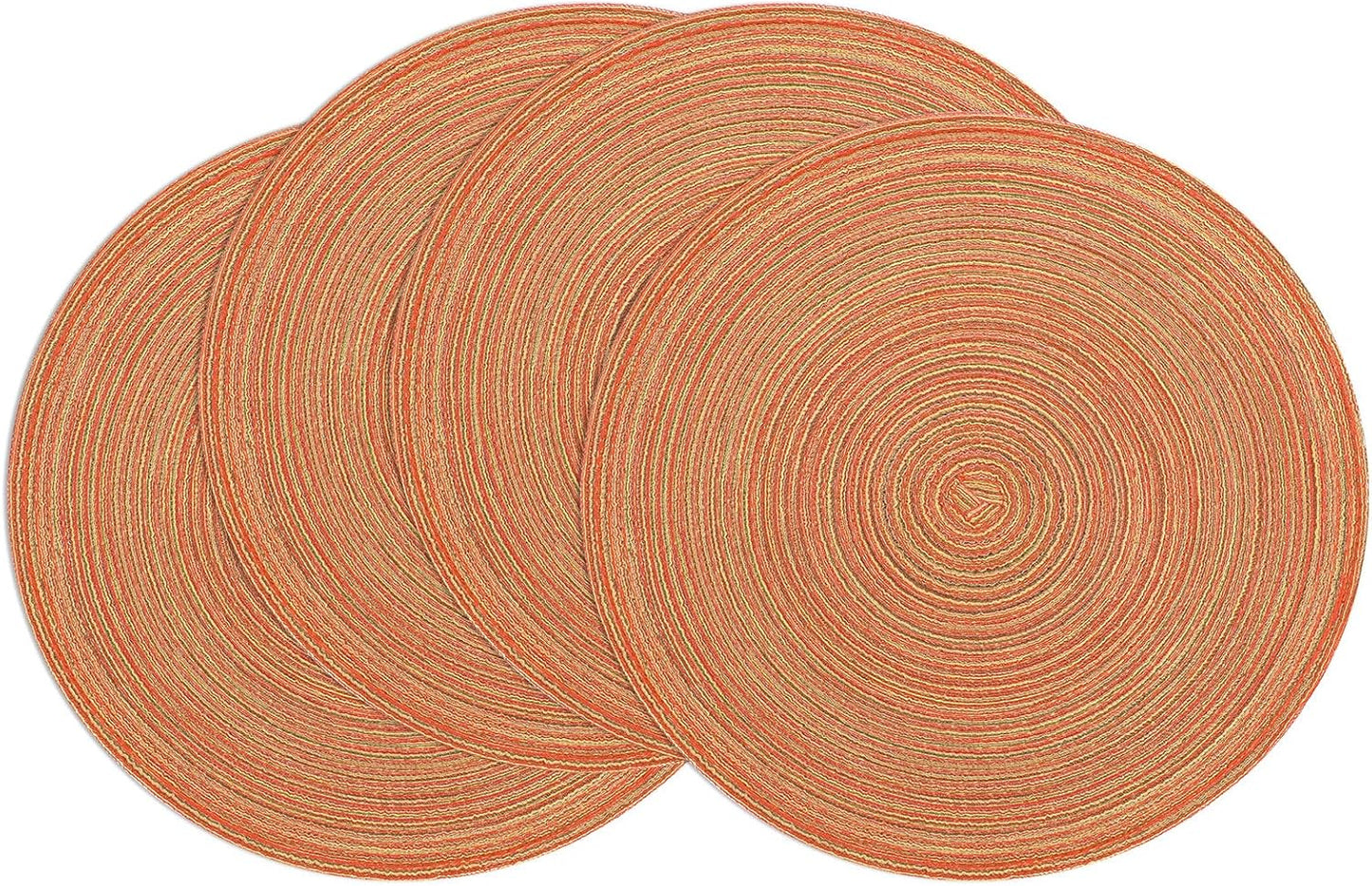 SHACOS 15 inch Round Braided Placemats Set of 6 Non Slip Heat Resistant Cotton Polyester Table Mats Washable Place Mats for Kitchen Dining Party Table Decor (Beige, 6)