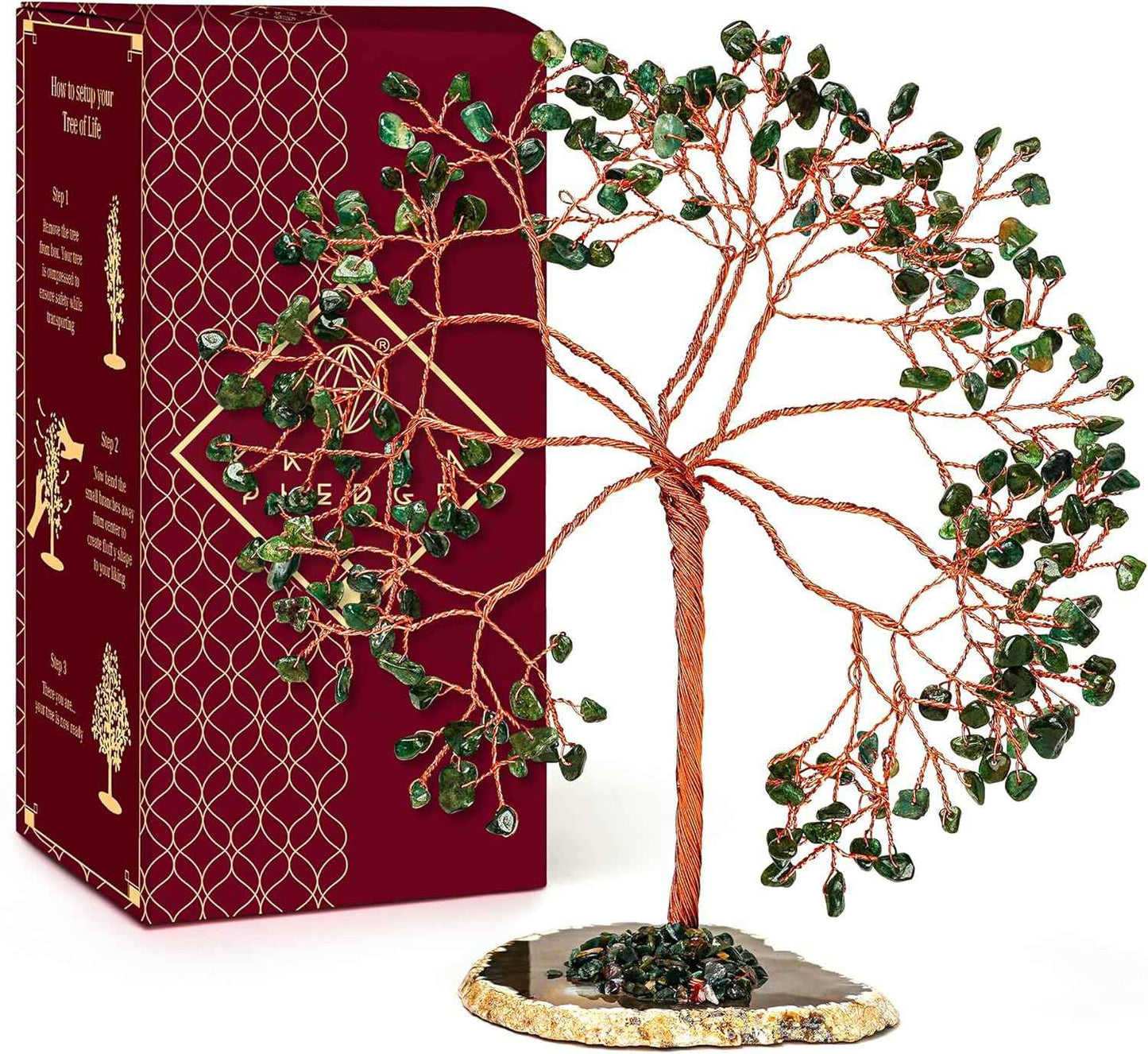 Crystal Tree of Life 7 Chakra Healing Crystals Trees for Home Decor, Office Desk Decor, Boho Decor, Handmade Bonsai Trees for Positive Energy, Money, Good Luck Birthday Gifts for Women, Mom