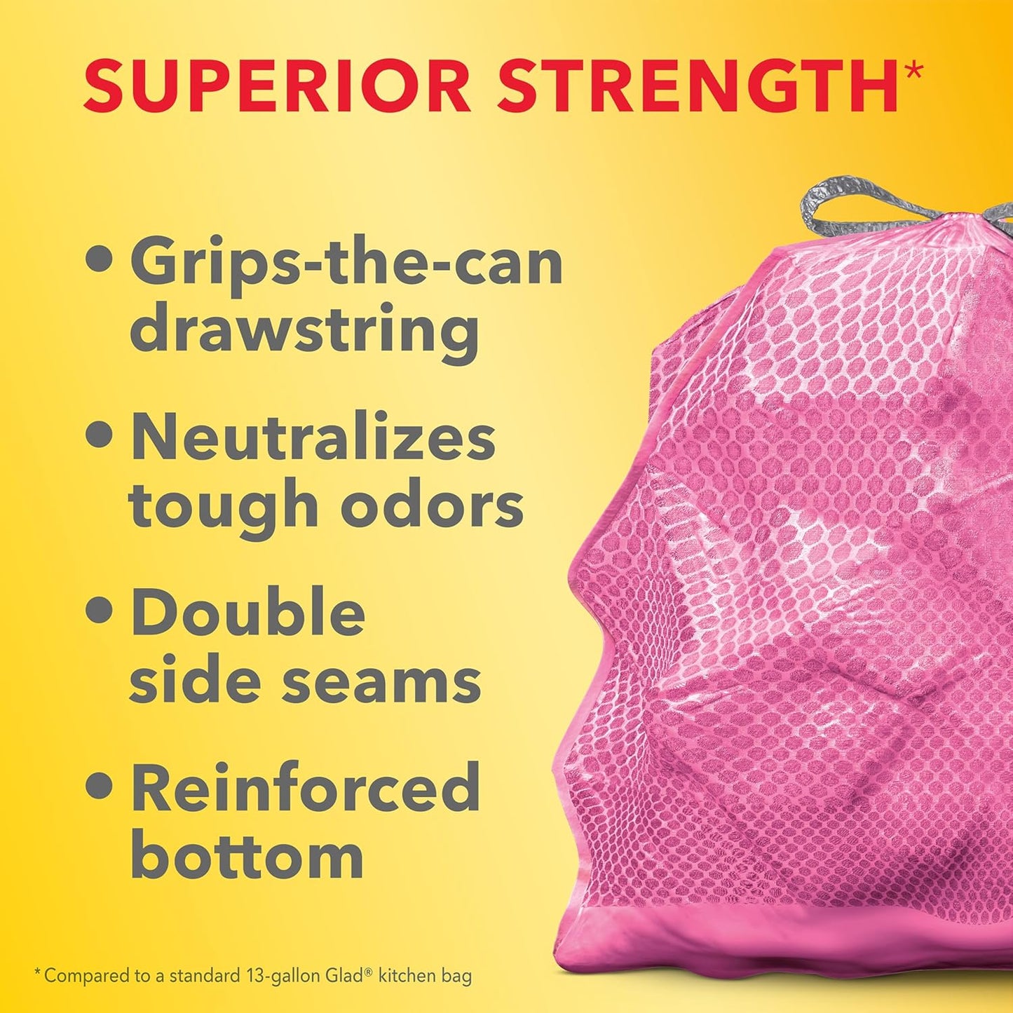 Glad Tall Kitchen Trash Bags 13 Gallon, MaxStrength Cherry Blossom Garbage Bags, Drawstring, 90 Count - Rayz Mart