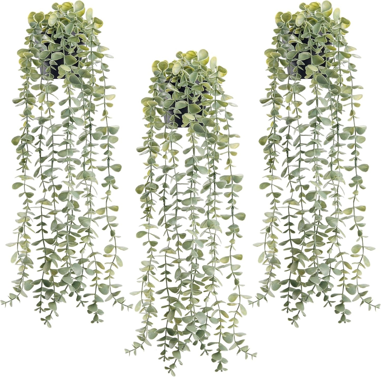 Der Rose 1Pcs Fake Plants Hanging Artificial Potted Faux Eucalyptus Plants for Vintage Boho Farmhouse Bathroom Office Desk Wall Book Shelf Room Accessories Decor Indoor - Rayz Mart