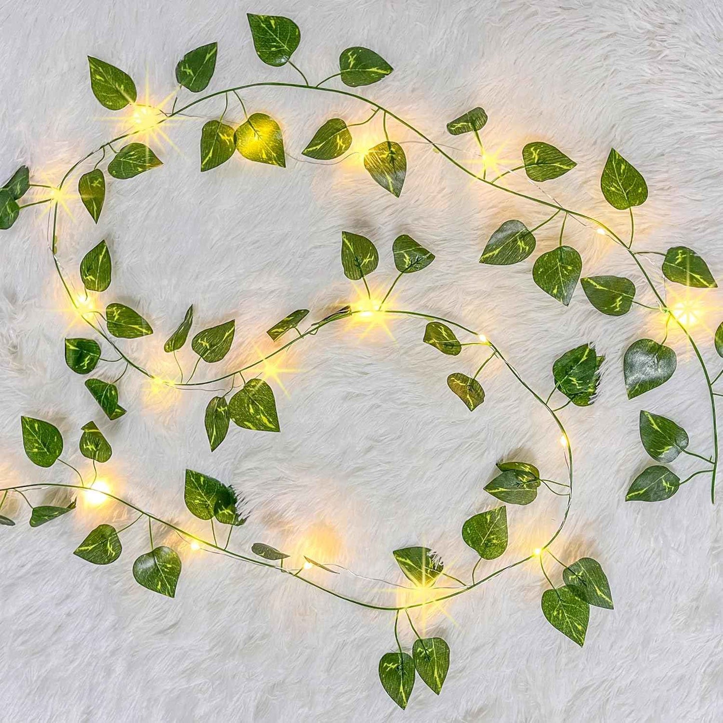 2 Pack Vine with Lights 6.6ft 20 LED Fake Ivy Garland String Fairy Light Hanging Plants Artifical Vines Leaf Lights for Bedroom Aesthetic, Room, Wall, Garden, Indoor, Party, Wedding Decor