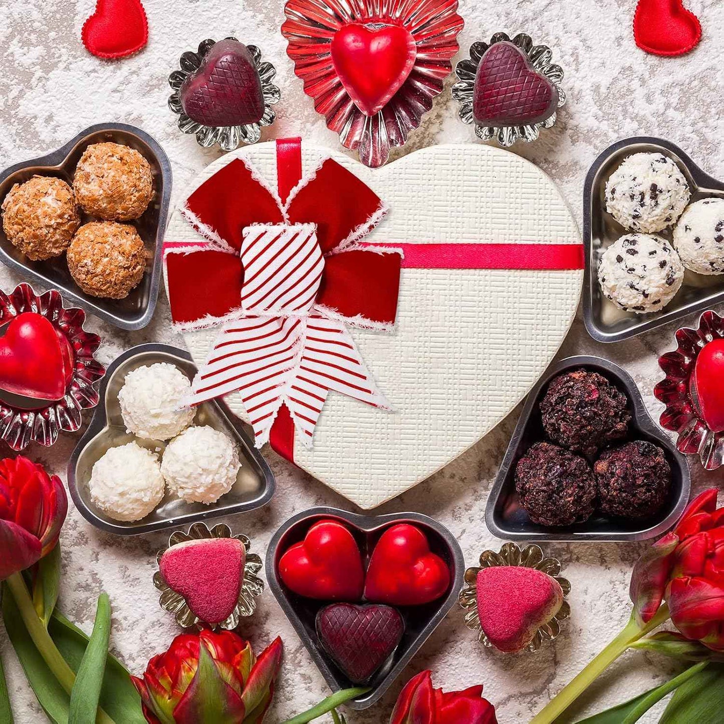 Whaline 36 Yard Happy Valentine's Day Wired Edge Ribbon Red White Love Hearts Craft Ribbon with Burr Wedding Fabric Wrapping Ribbon for Anniversary Wreath Bow Making DIY Crafts Supplies, 6 Roll