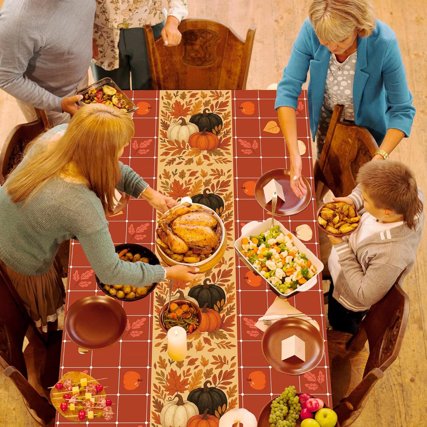 OHOME Thanksgiving Tablecloth - Thanksgiving Decorations - Friendsgiving Table Decor for Party Favors Essentials Backdrop Outdoor Indoor,52''x87'',2 Pack