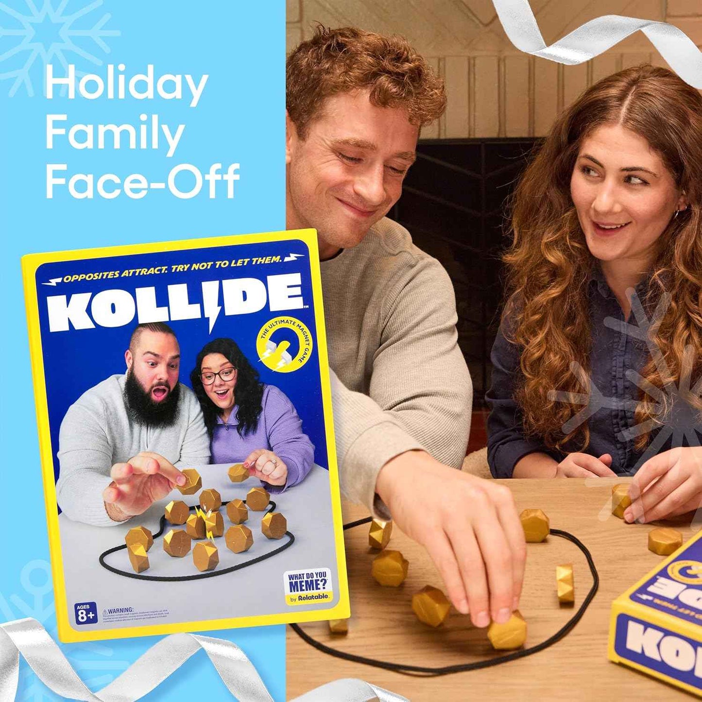 Kollide By Relatable, Exciting Magnetic Game For Family Game Night, Great Fun Games For Kids, Includes 1 Rope, 20 Magnets, And Instructions, Perfect Stocking Stuffers, Thanksgiving Activities for Kids