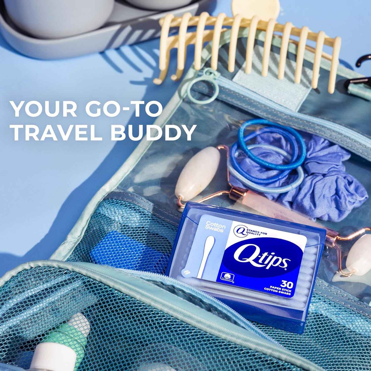 Q-tips Swabs Travel Pack,30 Count, Pack of 1 blue