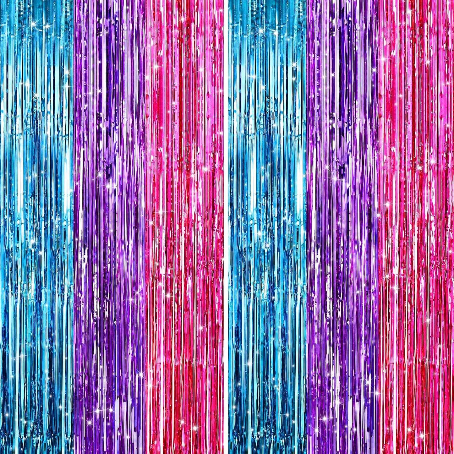 GCB 2Pack Black Metallic Tinsel Foil Fringe Curtains, Black Foil Curtain Backdrop, Photo Booth Props for Birthday Wedding Baby Shower Bachelorette Xmas Celebration Party Decorations Door Streamers