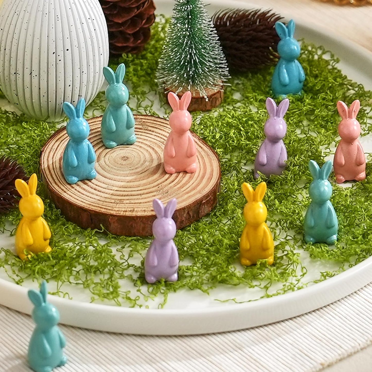 Resin Gold Bunny Decor Rabbit Figurines, Small Easter Bunny Figurine Set of 3, Easter Rabbit Statues for Spring Tabletop Decor