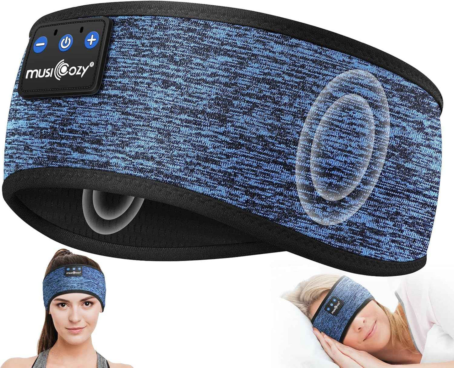 MUSICOZY Sleep Headphones Bluetooth 5.4 Headband, Sports Wireless Earphones Sweat Resistant Earbuds Sleeping Headphone with Ultra-Thin HD Stereo Speaker for Workout Running Cool Gadgets Unique Gifts