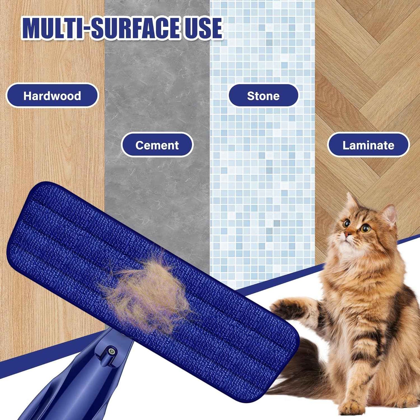 Microfiber Spray Mop for Floors Cleaning: Wet Dry Hardwood Floor Mops with 3 Washable Reusable Pads for Swiffer Powermop - Flat Mop with Sprayer for Tile Wood Laminate Vinyl Marble