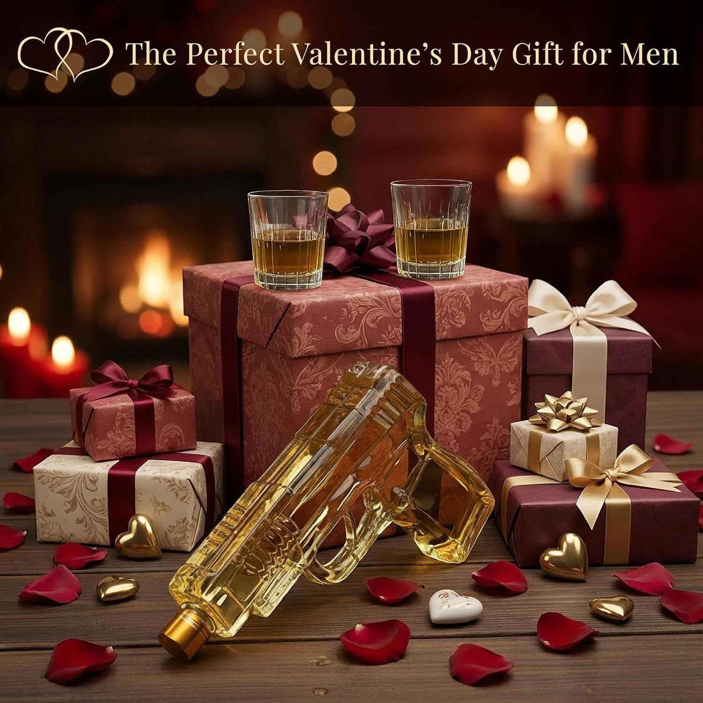 Whiskey Decanter Set with 2 Shot Glasses – Valentine's Gift, Retirement & Birthday Gift for Him – Gift for Men Who Have Everything – Dad, Husband, Groomsmen – Scotch, Bourbon, Liquor, Vodka Dispenser