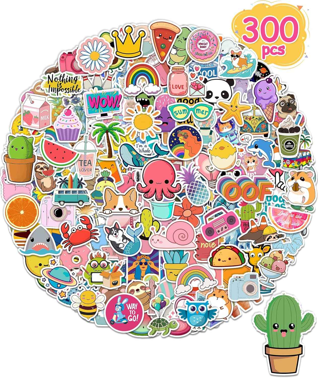 300 PCS Christmas Stickers for Kids, Christmas Party Favors Stocking Stuffers Vinyl Water Bottles Stickers Crafts Gifts for Classroom Students Holiday Sticker for Kids Teens Adults