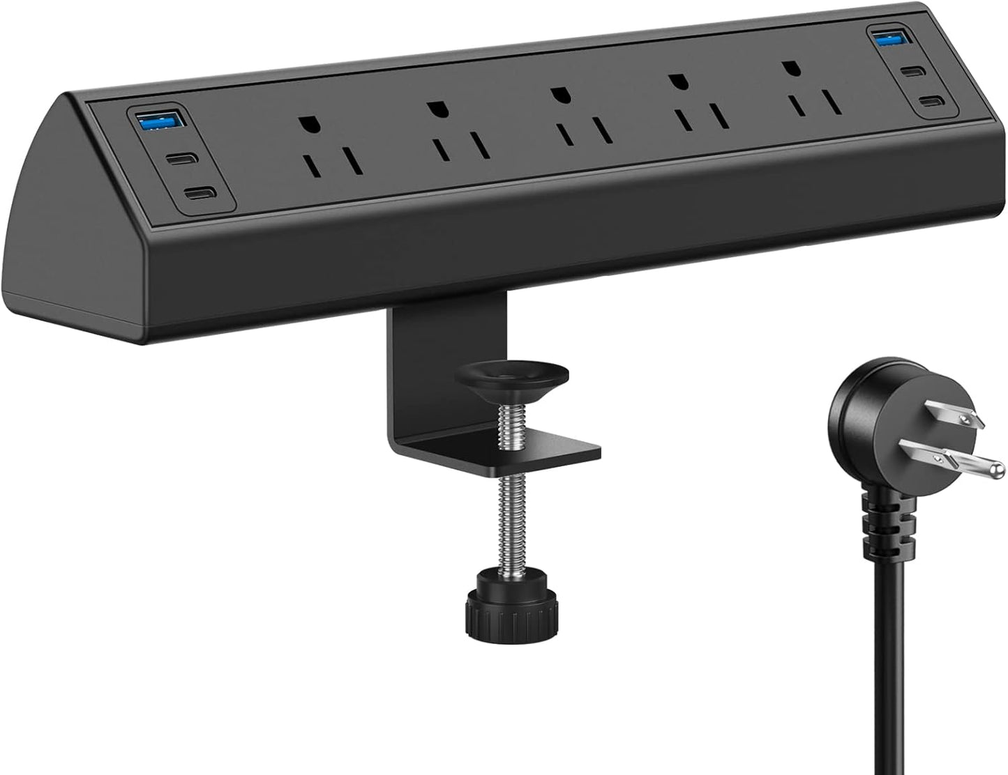 Jgstkcity Desk Clamp Power Strip with 5 Outlets and 4 USB-C PD 20W Ports for Fast Charging