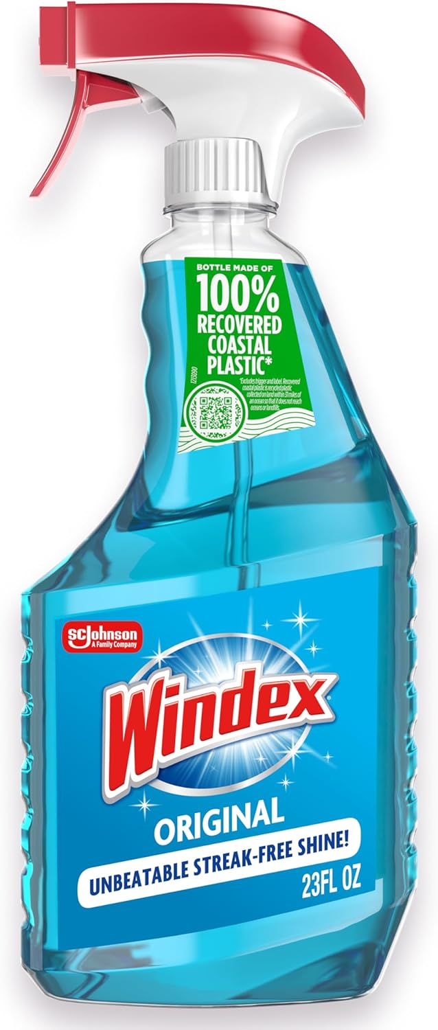 windex glass window cleaner spray original blue scent streak free surface cleaning 23 ounce bottle