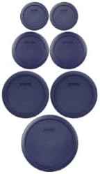 Pyrex (2) 7202-PC Green, (2) 7200-PC Orange, (2) 7201-PC Cobalt Blue, (1) 7402-PC Red Food Storage Lids - Made in USA