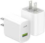 dual port 20w usb-c charger block fast charging adapter for iphone and samsung