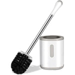 Compact Toilet Brush & Holder, Stainless Steel Handle, Space Saving for Storage