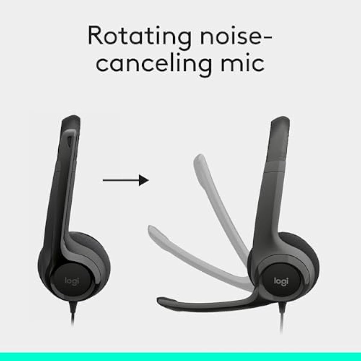 Logitech H390 Wired Headset for PC/Laptop, Stereo Headphones with Noise Cancelling Microphone, USB-A, in-Line Controls, Works with Chromebook - Black