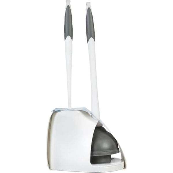 Clorox Toilet Plunger and Bowl Brush Combo with Discreet Caddy - Durable Cleaning Tools for Bathrooms