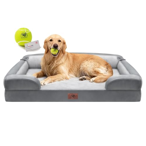Extra Large Orthopedic Dog Bed with Memory Foam and Bolster Support - Waterproof and Washable