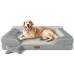 light gray, large, orthopedic, waterproof, XL dog bed with cooling gel foam and removable cover