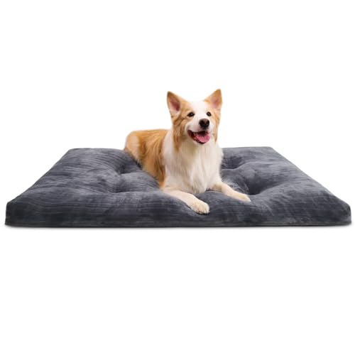 dog crate bed for large dogs 35x23 inch thick flannel pet sleeping mat anti-slip gray